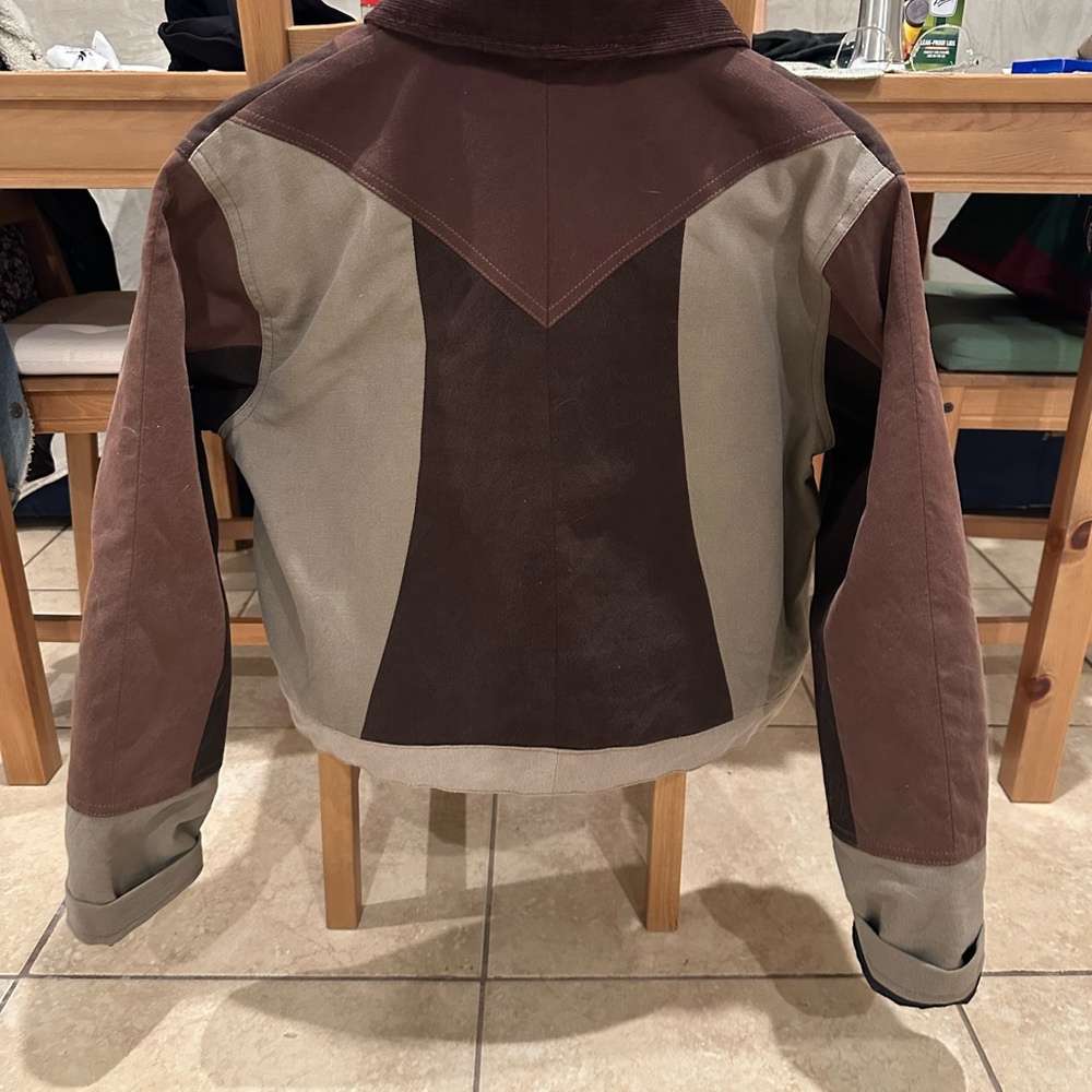 Monochrome Brown and Tan Patchwork Colorblock Cro… - image 6